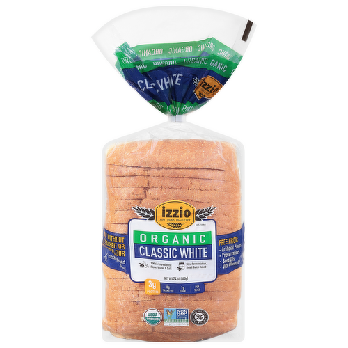 Izzio Organic Classic White Sandwich Bread, 24 oz