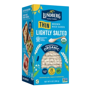 Lundberg Organic Thin Brown Rice Cakes, Lightly Salted, 6 oz