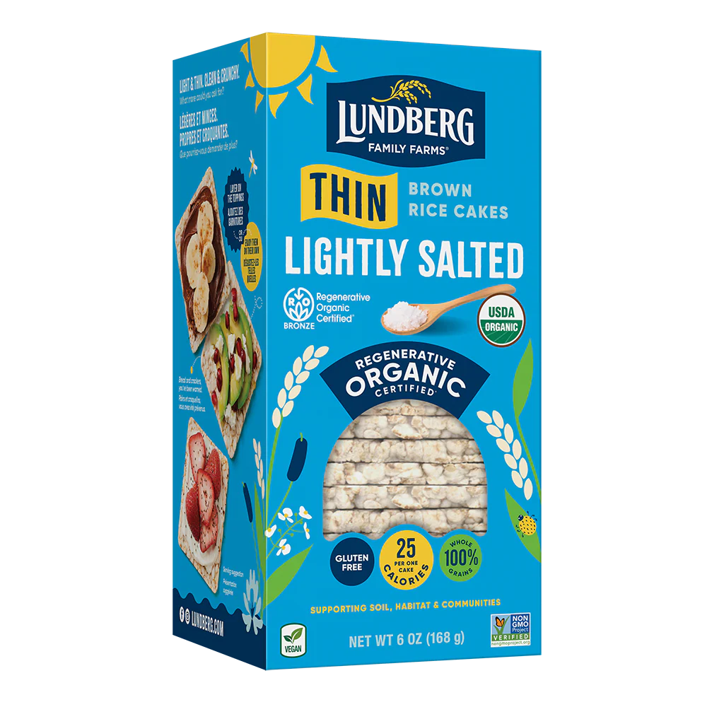Lundberg Organic Thin Brown Rice Cakes, Lightly Salted, 6 oz