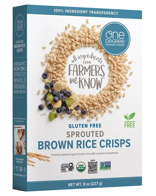 One Degree Organic Foods Sprouted Brown Rice Crisps Cereal, 8 oz