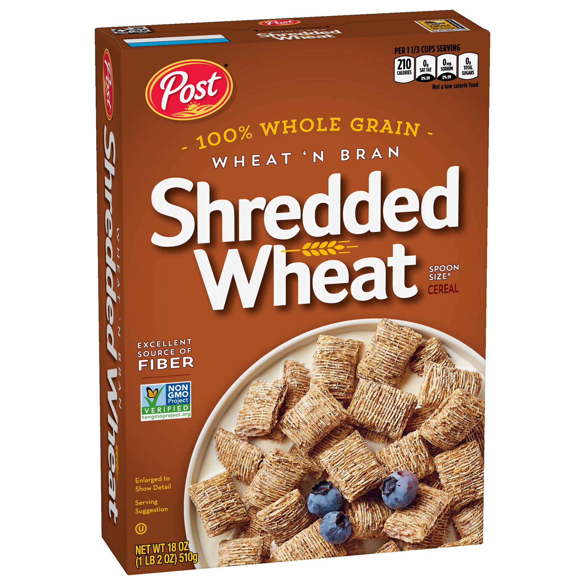 Post Shredded Wheat Wheat'n Bran Spoon Size Cereal, 18 oz