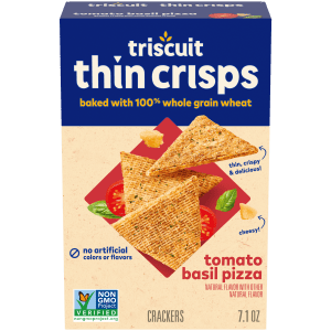 Triscuit Thin Crisps Tomato Basil Pizza Whole Grain Wheat Crackers, 7.1 oz